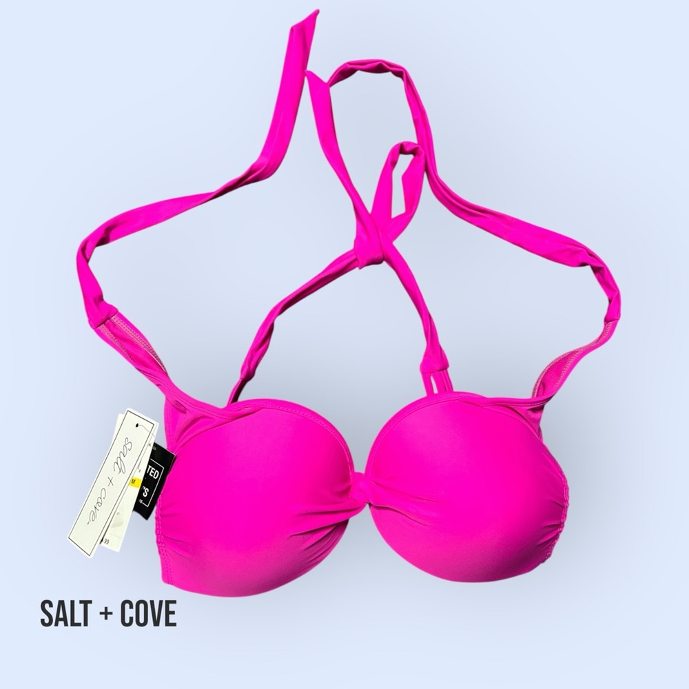 Salt + Cove Hot Pink Push-Up Bikini Top